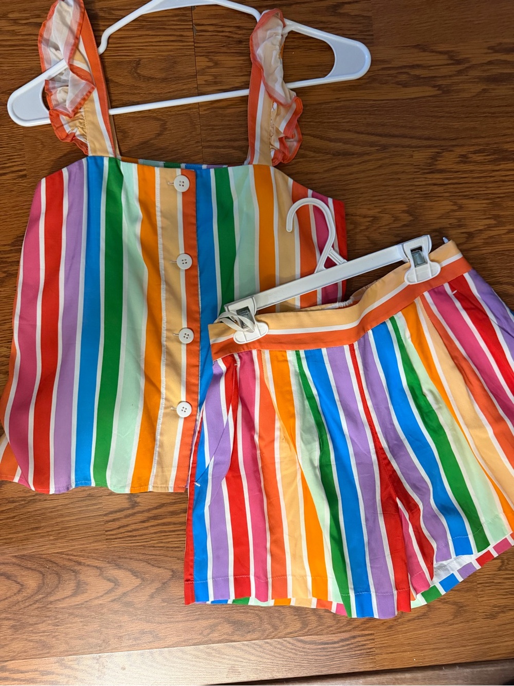 Crosby Rainbow Striped Button Front Tank & Shorts Set NWOT - Picture 2 of 7
